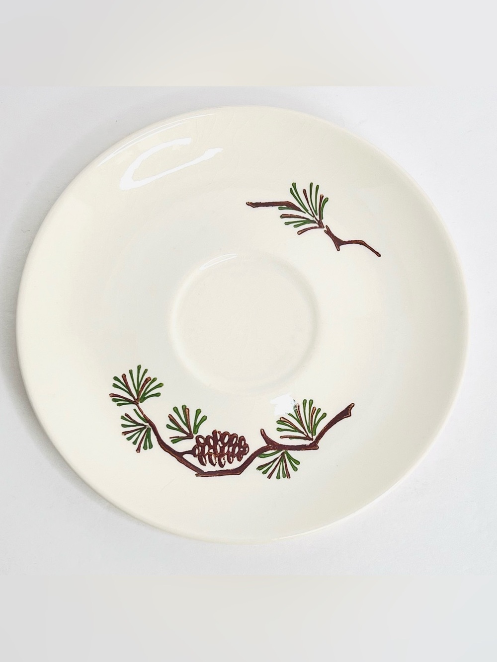 Vintage Marcrest Stetson Misty Pine Cone Saucer 5.75” USA Replacement